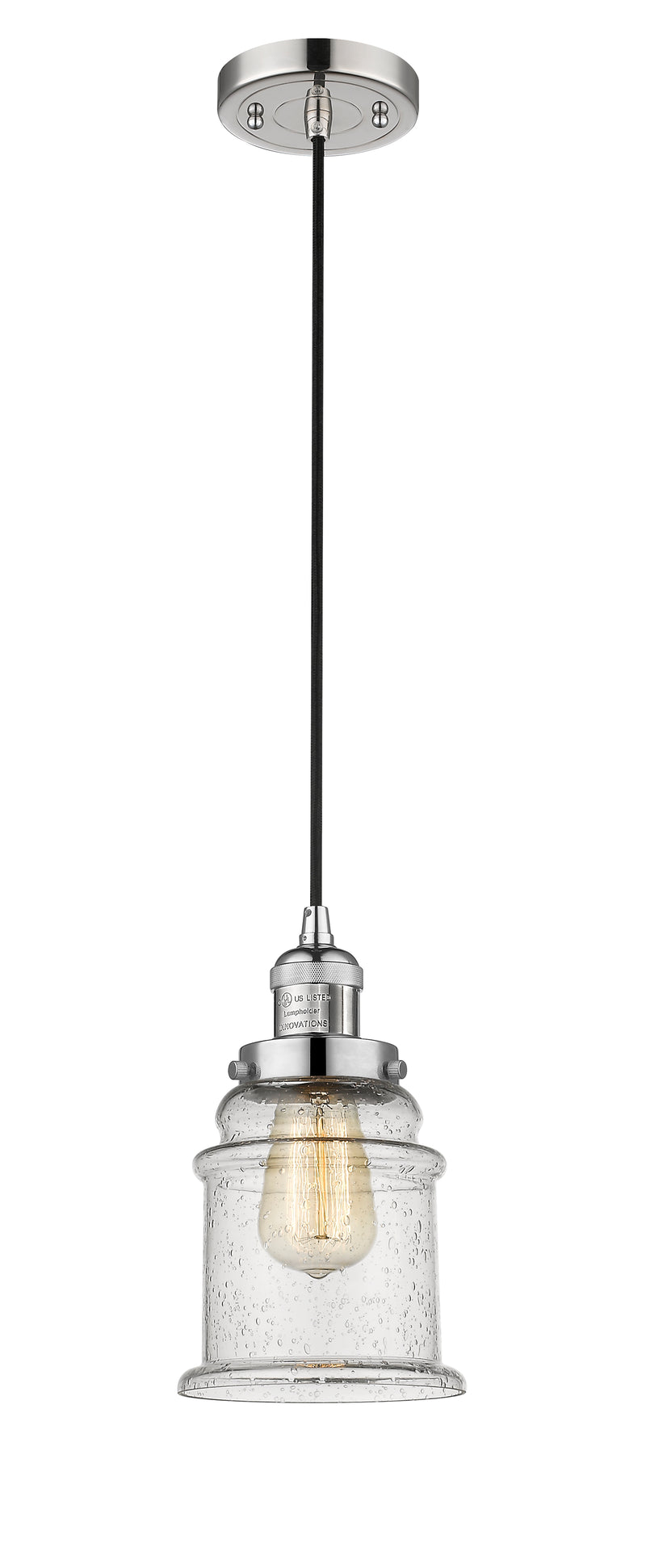 Innovations Lighting Canton 1-100 watt 6.5 inch Polished Nickel Mini Pendant with Seedy glass 201CPNG184