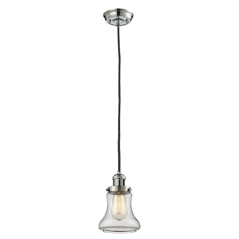 Bellmont Mini Pendant shown in the Polished Nickel finish with a Clear shade