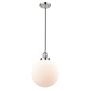 Beacon Mini Pendant shown in the Polished Nickel finish with a Matte White shade