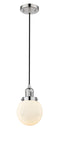 Innovations Lighting Beacon 1-100 watt 6 inch Polished Nickel Mini Pendant with Matte White Cased glass 201CPNG2016
