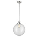 Beacon Mini Pendant shown in the Polished Nickel finish with a Clear shade