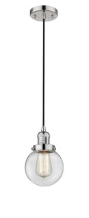 Innovations Lighting Beacon 1-100 watt 6 inch Polished Nickel Mini Pendant with Clear glass 201CPNG2026