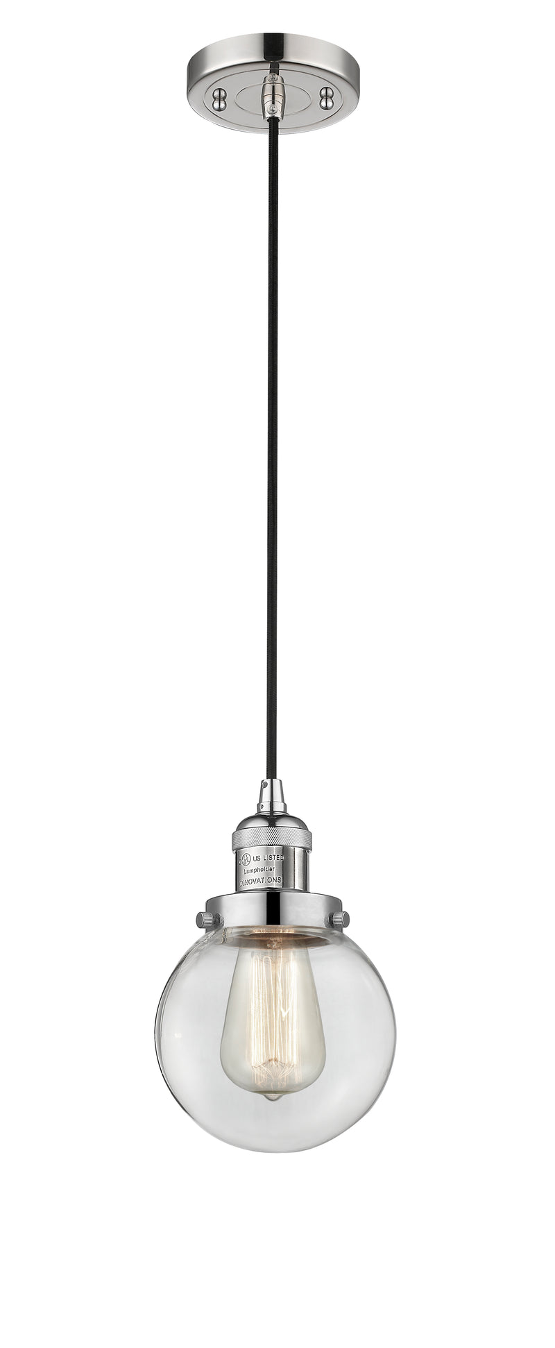 Innovations Lighting Beacon 1-100 watt 6 inch Polished Nickel Mini Pendant with Clear glass 201CPNG2026