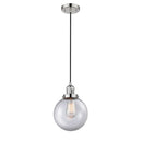 Beacon Mini Pendant shown in the Polished Nickel finish with a Clear shade