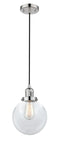 Innovations Lighting Beacon 1-100 watt 8 inch Polished Nickel Mini Pendant with Clear glass 201CPNG2028