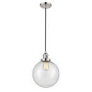 Beacon Mini Pendant shown in the Polished Nickel finish with a Seedy shade