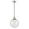 Beacon Mini Pendant shown in the Polished Nickel finish with a Seedy shade