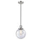 Beacon Mini Pendant shown in the Polished Nickel finish with a Seedy shade