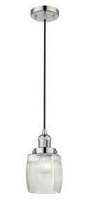 Innovations Lighting Colton 1-100 watt 8 inch Polished Nickel Mini Pendant with Thick Clear Halophane glass 201CPNG302