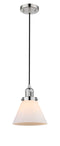 Innovations Lighting Large Cone 1-100 watt 8" Polished Nickel Mini Pendant with Matte White Cased glass 201CPNG41