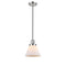 Cone Mini Pendant shown in the Polished Nickel finish with a Matte White shade