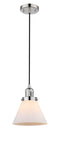 Innovations Lighting Large Cone 1-100 watt 8 inch Polished Nickel Mini Pendant with Matte White Cased glass 201CPNG41