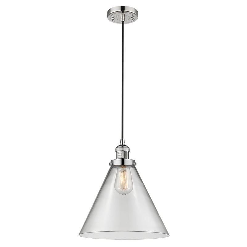 Cone Mini Pendant shown in the Polished Nickel finish with a Clear shade