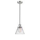 Cone Mini Pendant shown in the Polished Nickel finish with a Clear shade