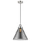 Cone Mini Pendant shown in the Polished Nickel finish with a Plated Smoke shade