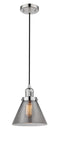 Innovations Lighting Large Cone 1-100 watt 8 inch Polished Nickel Mini Pendant with Smoked glass 201CPNG43