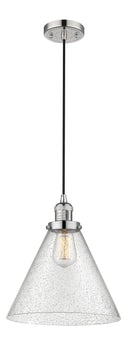 Innovations Lighting X-Large Cone 1-100 watt 12 inch Polished Nickel Mini Pendant with Seedy glass 201CPNG44L