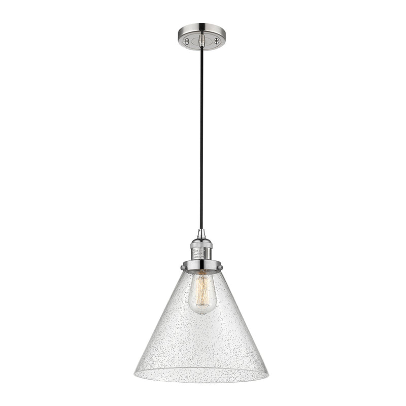 Cone Mini Pendant shown in the Polished Nickel finish with a Seedy shade