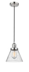 Innovations Lighting Large Cone 1-100 watt 8 inch Polished Nickel Mini Pendant with Seedy glass 201CPNG44