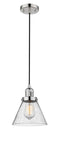 Innovations Lighting Large Cone 1-100 watt 8" Polished Nickel Mini Pendant with Seedy glass 201CPNG44