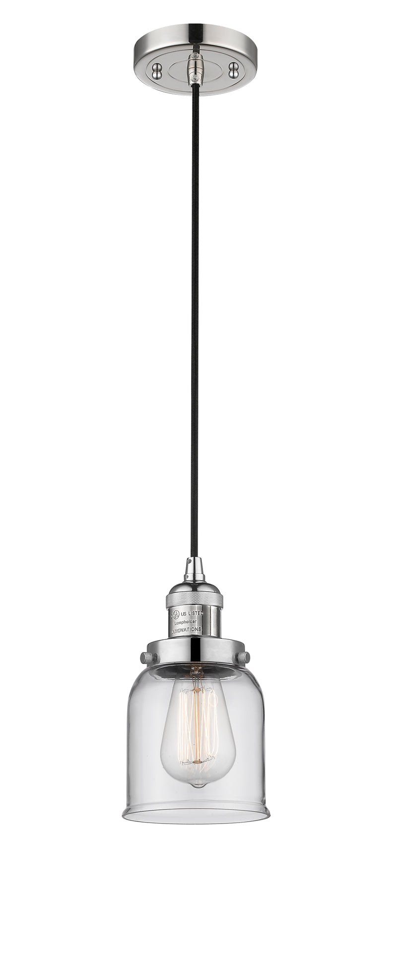 Innovations Lighting Small Bell 1-100 watt 5 inch Polished Nickel Mini Pendant with Clear glass 201CPNG52
