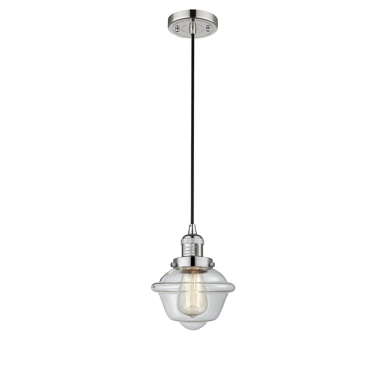 Oxford Mini Pendant shown in the Polished Nickel finish with a Clear shade