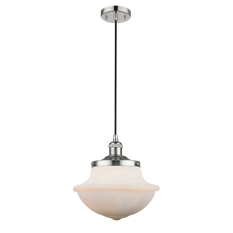 Oxford Mini Pendant shown in the Polished Nickel finish with a Matte White shade