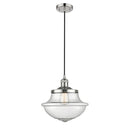 Oxford Mini Pendant shown in the Polished Nickel finish with a Seedy shade