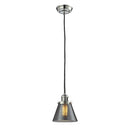 Cone Mini Pendant shown in the Polished Nickel finish with a Plated Smoke shade