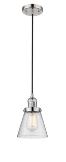 Innovations Lighting Small Cone 1-100 watt 6 inch Polished Nickel Mini Pendant with Seedy glass 201CPNG64