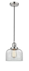 Innovations Lighting Large Bell 1-100 watt 8 inch Polished Nickel Mini Pendant with Clear glass 201CPNG72