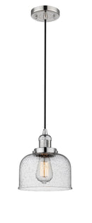 Innovations Lighting Large Bell 1-100 watt 8 inch Polished Nickel Mini Pendant with Seedy glass 201CPNG74