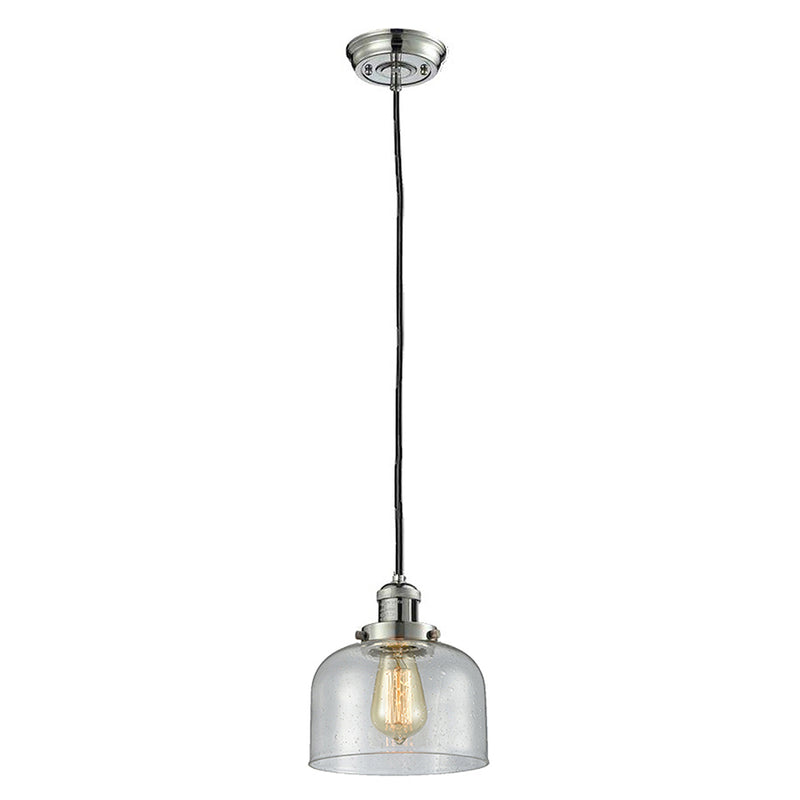 Bell Mini Pendant shown in the Polished Nickel finish with a Seedy shade