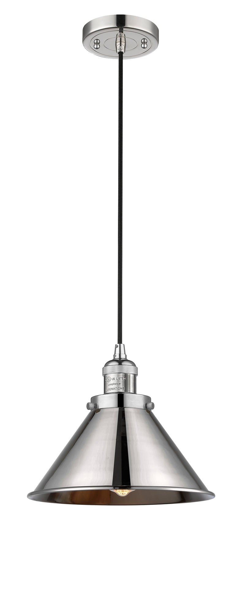 Innovations Lighting Briarcliff 1-100 watt 10 inch Polished Nickel Mini Pendant with Polished Nickel Briarcliff shades  201CPNM10PN