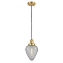 Geneseo Mini Pendant shown in the Satin Gold finish with a Clear Crackled shade