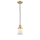 Canton Mini Pendant shown in the Satin Gold finish with a Matte White shade