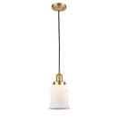 Canton Mini Pendant shown in the Satin Gold finish with a Matte White shade