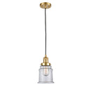 Canton Mini Pendant shown in the Satin Gold finish with a Clear shade