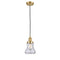 Bellmont Mini Pendant shown in the Satin Gold finish with a Clear shade