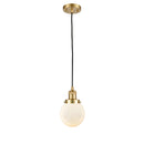 Beacon Mini Pendant shown in the Satin Gold finish with a Matte White shade