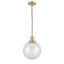 Beacon Mini Pendant shown in the Satin Gold finish with a Clear shade