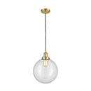 Beacon Mini Pendant shown in the Satin Gold finish with a Clear shade