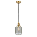 Stanton Mini Pendant shown in the Satin Gold finish with a Clear Wire Mesh shade