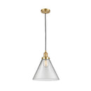 Cone Mini Pendant shown in the Satin Gold finish with a Clear shade