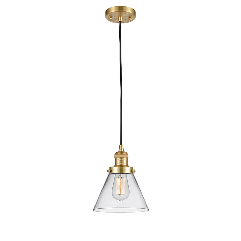 Cone Mini Pendant shown in the Satin Gold finish with a Clear shade