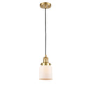 Bell Mini Pendant shown in the Satin Gold finish with a Matte White shade