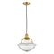 Oxford Mini Pendant shown in the Satin Gold finish with a Seedy shade