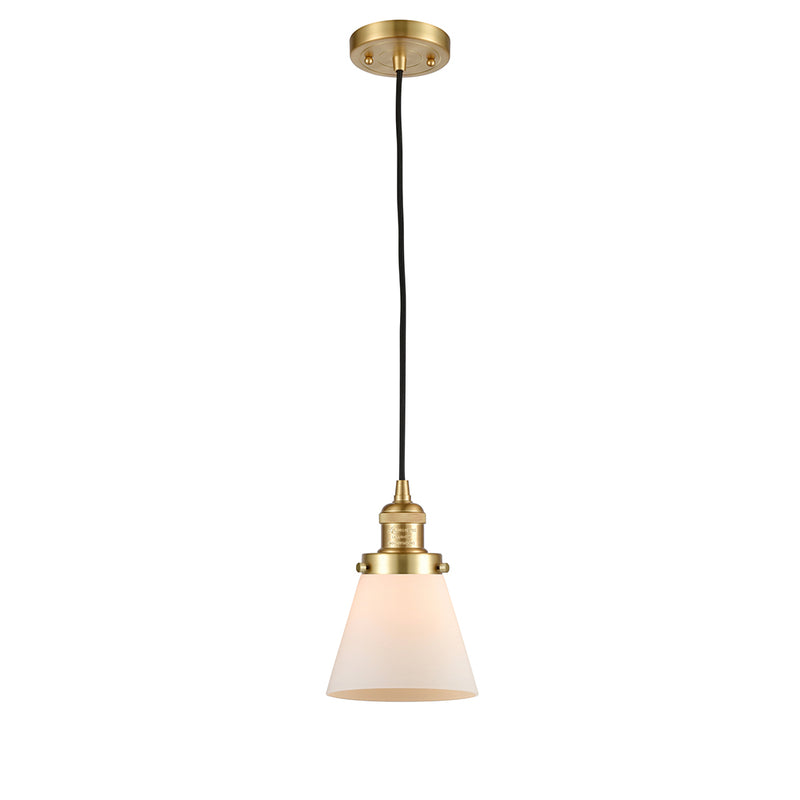 Cone Mini Pendant shown in the Satin Gold finish with a Matte White shade