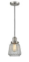 Innovations Lighting Chatham 1-100 watt 6" Brushed Satin Nickel Mini Pendant with Clear Fluted glass 201CSNG142
