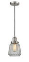 Innovations Lighting Chatham 1-100 watt 6 inch Brushed Satin Nickel Mini Pendant with Clear Fluted glass 201CSNG142